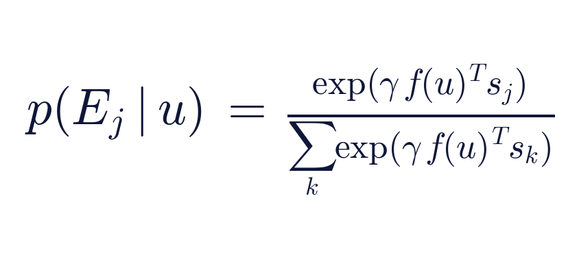 softmax(u · sⱼ / γ)